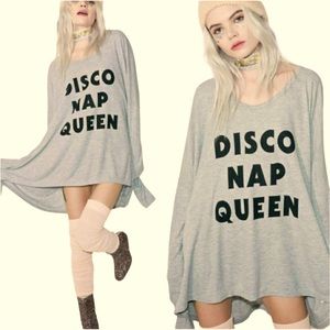 WILDFOX ‘Disco Nap Queen’ Thermal Waffle Knit Tunic/Mini Dress Size Small